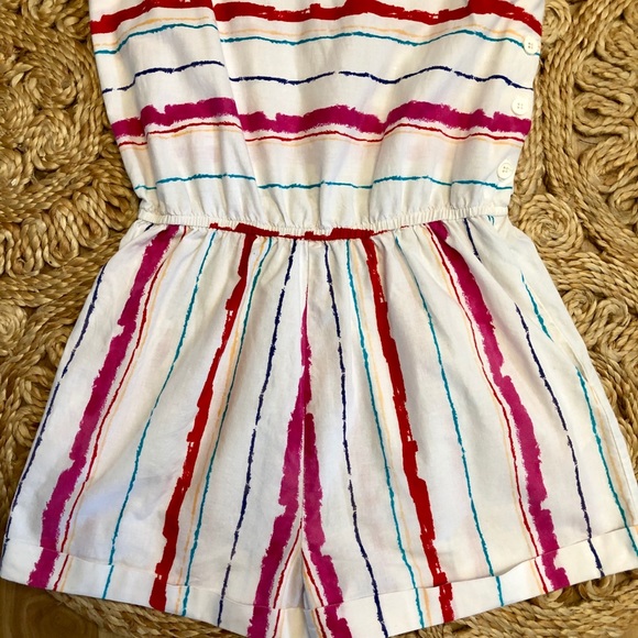 Vintage 80s Colorful romper cotton with pockets - Picture 5 of 8